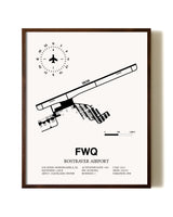 Rostraver Airport aviation print in walnut frame