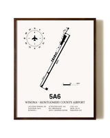 Winona - Montgomery County Airport aviation print in walnut frame