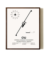 General Mariano Matamoros International Airport aviation print in walnut frame