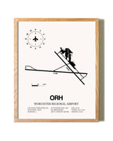 Worcester Regional Airport framed print in natural wood frame