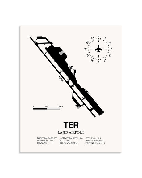 Gray Framed Lajes Airport layout wall art poster