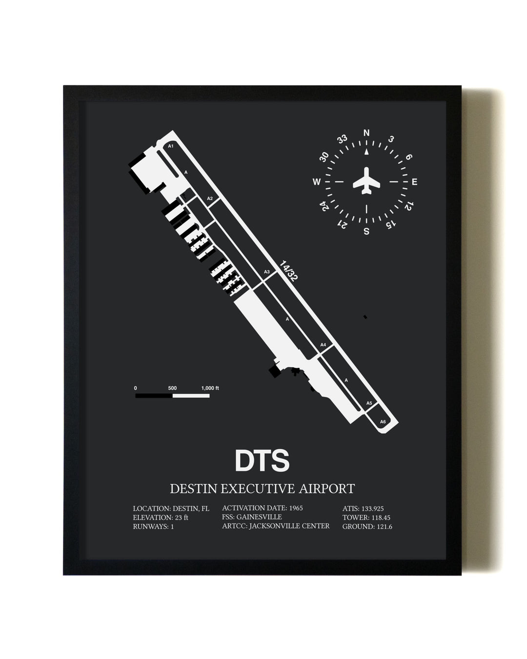Unframed Destin Executive Airport map print poster