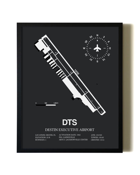 Unframed Destin Executive Airport map print poster