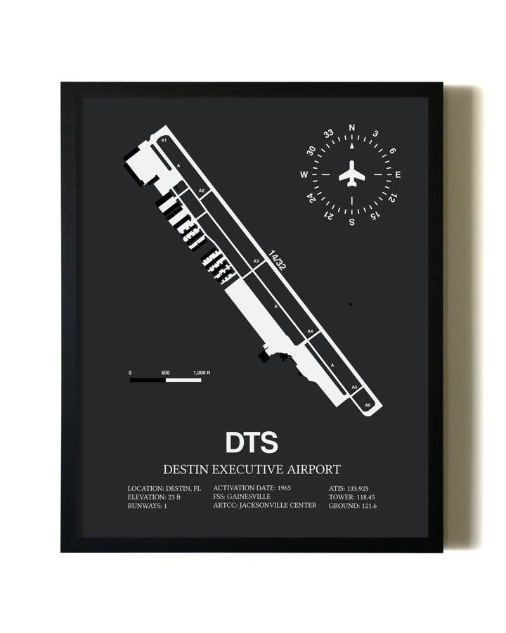 Unframed Destin Executive Airport map print poster