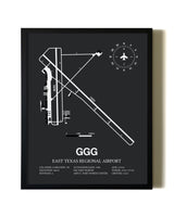 Unframed East Texas Regional Airport map print poster