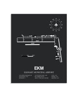 Gray Framed Elkhart Municipal Airport layout wall art poster