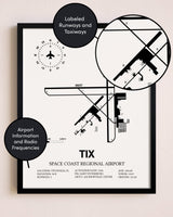 Framed Space Coast Regional Airport layout wall art poster