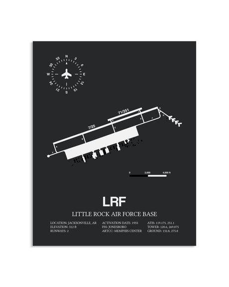 Gray Framed Little Rock Air Force Base layout wall art poster