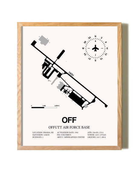 Offutt Air Force Base framed print in natural wood frame