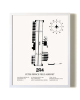 Peter Prince Field Airport airport map poster in oak frame