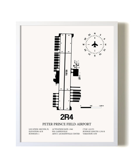Peter Prince Field Airport airport map poster in oak frame
