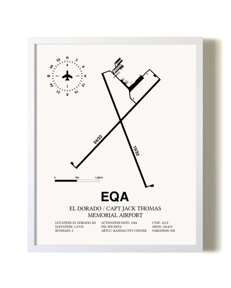 El Dorado / Captain Jack Thomas Memorial Airport airport map poster in oak frame