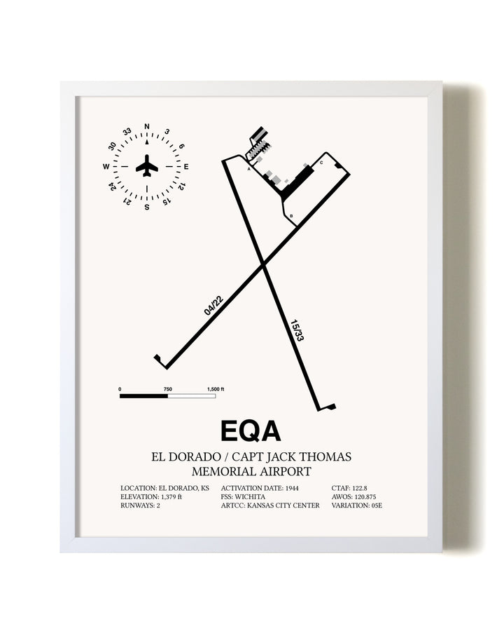 El Dorado / Captain Jack Thomas Memorial Airport airport map poster in oak frame