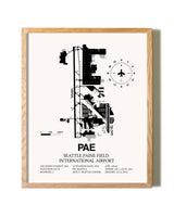 Seattle Paine Field International Airport framed print in natural wood frame
