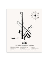 Gray La Crosse Regional Airport framed poster displayed in an airplane hangar