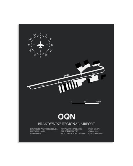 Gray Framed Brandywine Regional Airport layout wall art poster