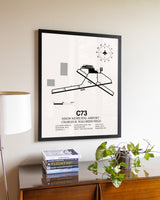 Dixon Municipal Airport-Charles R. Walgreen Field aviation wall décor in black wood frame