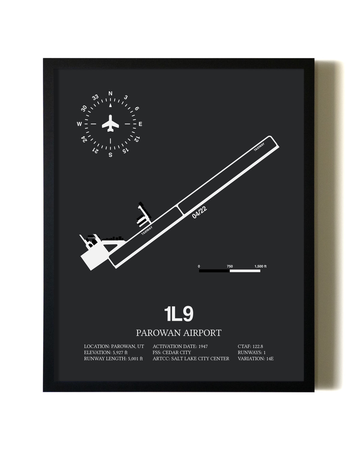 Unframed Parowan Airport map print poster