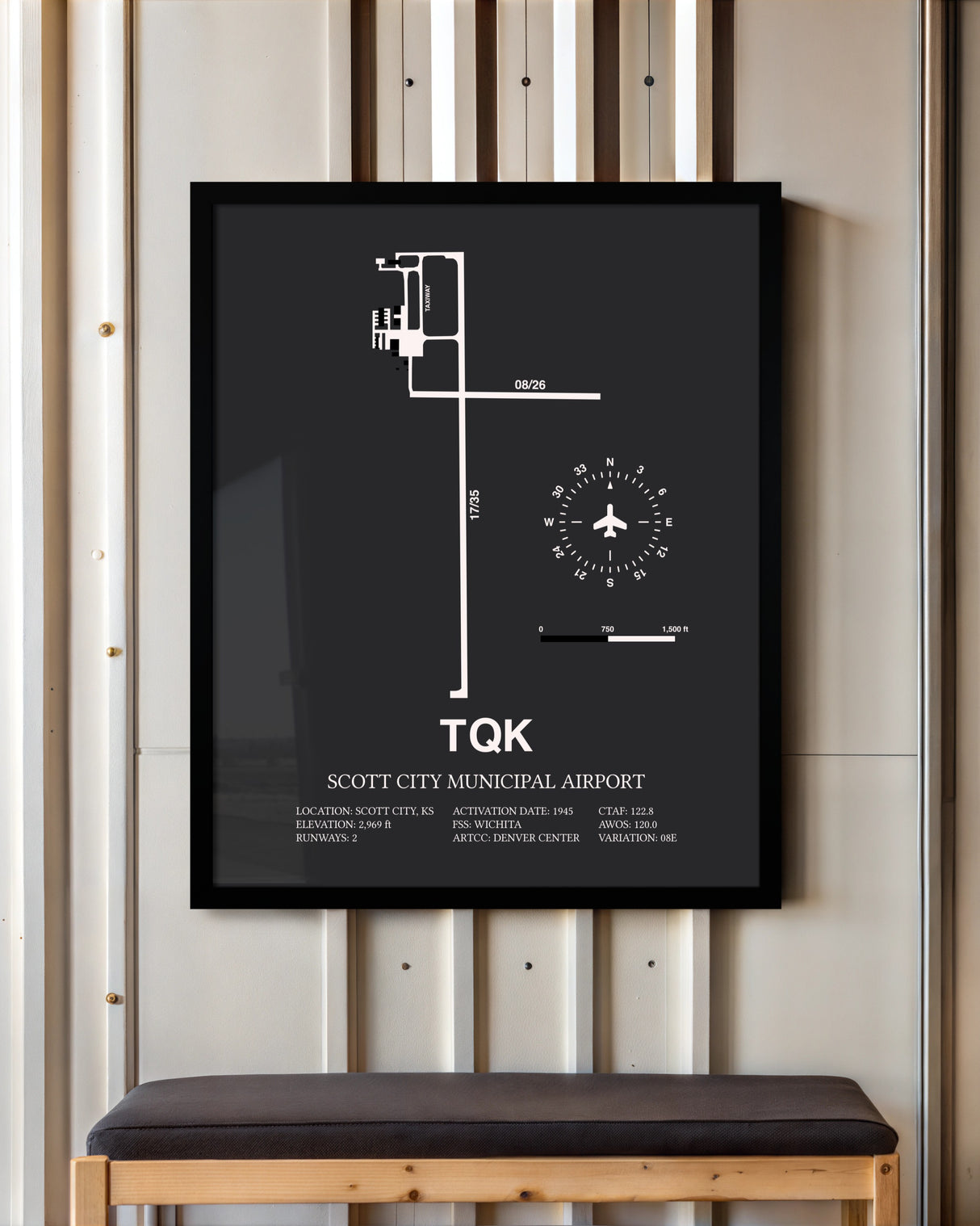 Frame color options for Scott City Municipal Airport Wall Art