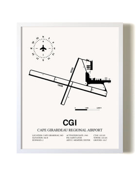 Cape Girardeau Regional Airport airport map poster in oak frame