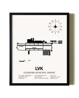 Framed Livermore Municipal Airport wall art poster in black frame