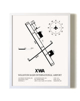 Williston Basin International Airport airport map poster in oak frame