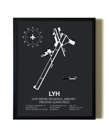 Unframed Lynchburg Regional Airport / Preston Glenn Field map print poster