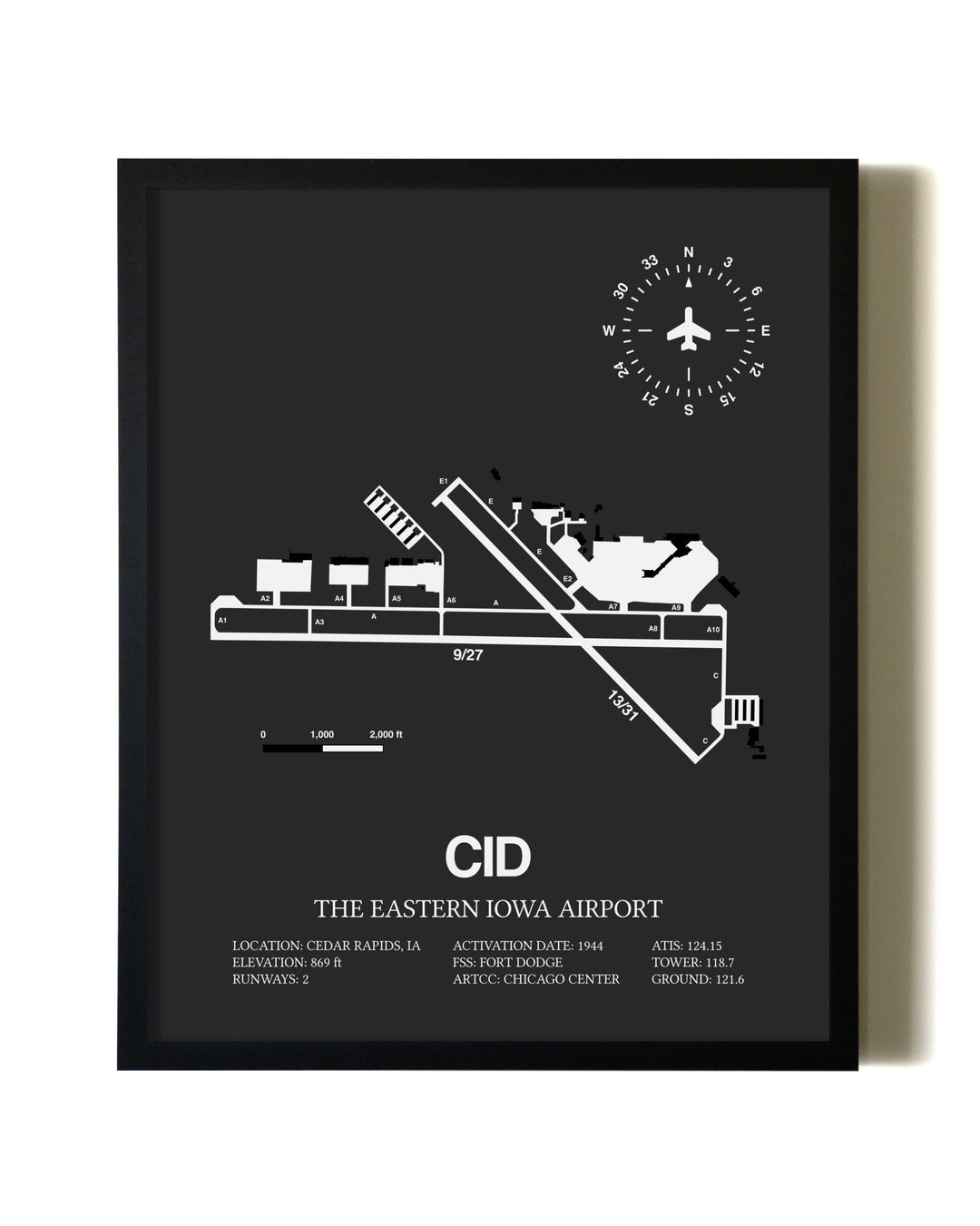 Unframed The Eastern Iowa Airport map print poster