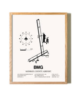 Monroe County Airport framed print in natural wood frame