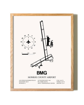 Monroe County Airport framed print in natural wood frame