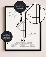 Framed Ankeny Regional Airport layout wall art poster