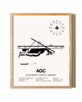 Allegheny County Airport framed print in natural wood frame