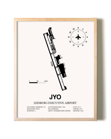Leesburg Executive Airport framed wall art in white frame