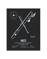 Gray Framed Marion Municipal Airport-McKinney Field layout wall art poster