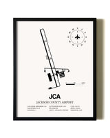 Framed Jackson County Airport wall art poster in black frame