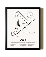 Framed MacDill Air Force Base Auxiliary Field wall art poster in black frame