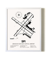 Abraham Lincoln Capital Airport airport map poster in oak frame
