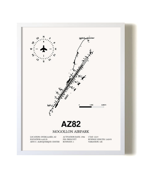 Mogollon Airpark airport map poster in oak frame
