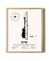 Key West International Airport framed print in natural wood frame