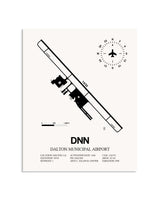 Gray Dalton Municipal Airport framed poster displayed in an airplane hangar