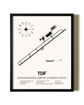 Framed Raleigh Regional Airport At Person County wall art poster in black frame