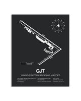 Gray Framed Grand Junction Regional Airport layout wall art poster