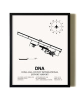 Framed Dona Ana County International Jetport Airport wall art poster in black frame