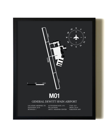 Unframed General Dewitt Spain Airport map print poster
