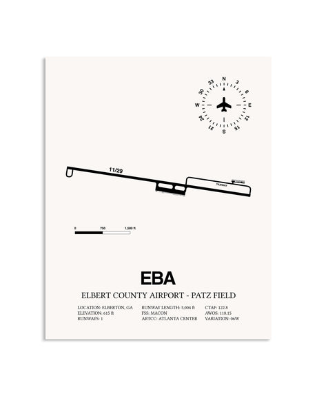 Gray Elbert County Airport-Patz Field framed poster displayed in an airplane hangar