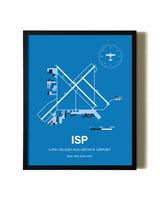 Sky Blue Long Island Mac Arthur Airport aviation wall décor in black wood frame