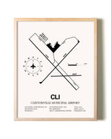 Clintonville Municipal Airport framed wall art in white frame