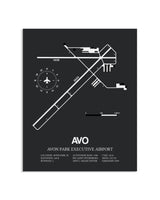 Gray Framed Avon Park Executive Airport layout wall art poster