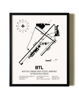 Framed Battle Creek Executive Airport At Kellogg Field wall art poster in black frame