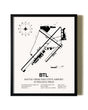 Framed Battle Creek Executive Airport At Kellogg Field wall art poster in black frame
